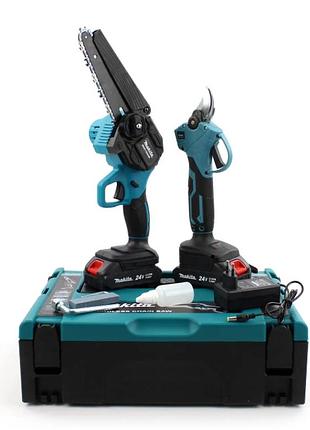Аккумуляторный набор 2в1 makita 24v (пила duc155hn + секатор dup270 digital) набор 2в1 макита
