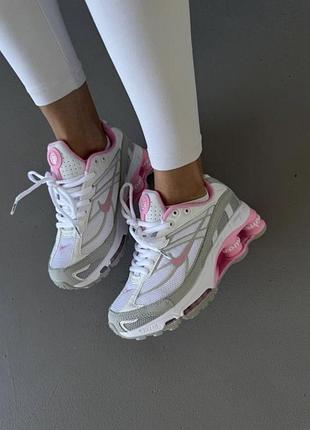 Модні жіночі кросівки nike shox ride 2 supreme white pink grey