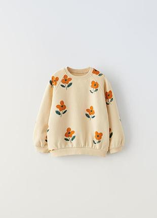 Свитшот детский zara 5643/519 98 см бежевый