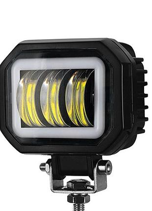 Светодиодная квадратная фара 30w с led-кольцом | противотуманная, четкая световая граница