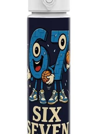 Детская бутылочка для воды с трубочкой 67 сикс севен укради брейнрот six seven steal a brainrot 750 мл