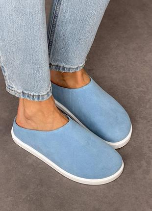 Анатомічні клоги barefoot  
колір: блакитний, натуральна замша
