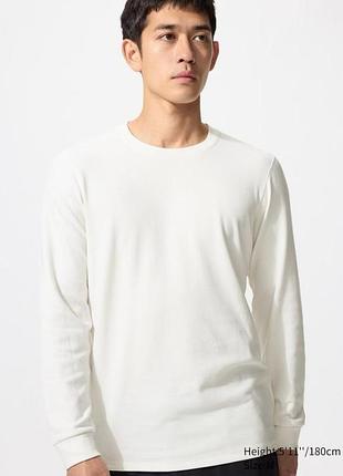 Лонгслів uniqlo бiлий heattech extra warm cotton crew neck t-shirt (long sleeve)