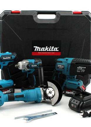 Набор 4в1 акб makita 36v (перфоратор dhr202 + шуруповерт 550dwe + ушм dga504 + гайковерт dtw 301)