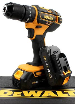 Ударный шуруповерт dewalt dcd796 (24v, 6ah) с набором инструментов. аккумуляторный шуруповерт деволт