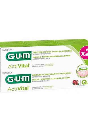 Зубная паста gum activital q10 с коэнзимом для десен 75 мл (набор 2 шт), резин активитал укрепляющая паста