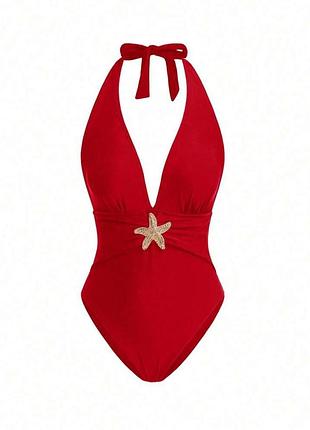 Красивый красный купальник со звездой
