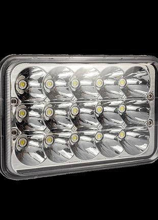 Фара led прямоугольная 45w, 15 ламп, дальний и ближний луч 10/30v 6000k толщина: 80 мм