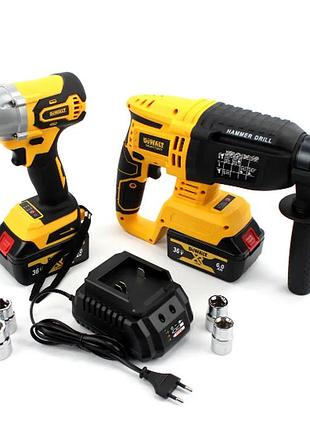 Акб набор 2в1 dewalt 36v (перфоратор dch133nt + гайковерт dcf892p2t) набор 2в1 деволт