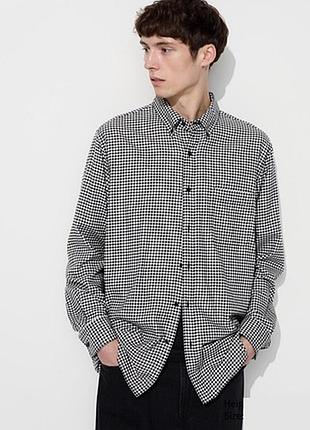 Рубашка uniqlo хлопок клетка мужская