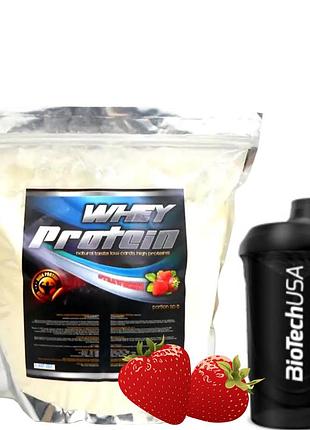 Whey protein - порошковий концентрат з великим вмістом високоякісного білка 78% (1 кг / полуниця)