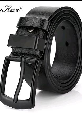 Мужской ремень maikun black pin buckle из экокожи, черный (3.5 см, 95 см) - артикул blet17279