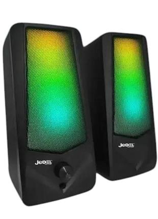 Компьютерные колонки rgb- подсветкой для пк и ноутбука комплект акустики для компьютера jedel s523 черные