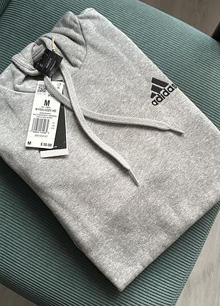 Нове чоловіче худі adidas essential, нова бавовняна толстовка адідас оригінал, розмір м, сірий