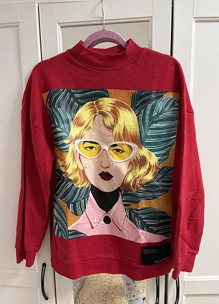 Жіночий світшот колоборація з ілюстраторкою bijou karman zara