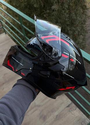 Мото шолом модуляр (трансформер) orlvs helmets червоний, прозорий візер з окулярами s + подарунки: балаклава, чохол