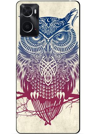 Силиконовый бампер чехол для oppo a76 / a96 с рисунком сова