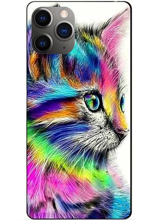 Силиконовый чехол бампер для iphone 11 pro с рисунком акварельный кот