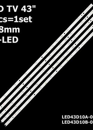 Led підсвітка tv 43" inch 10-led 850mm 3v led43d10a-01(a) + led43d10b-01(a) led43d10a-zc14fg-07 5шт.