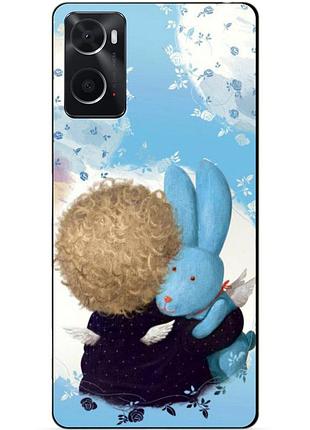 Силиконовый бампер чехол для oppo a76 / a96 с рисунком любимый зайка