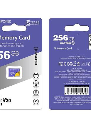Карта памяти borofone microsdxc 256gb a1 v30 (uhs-1 u3) (class 10) (r-100 mb/s, w-30 mb/s) для full hd и 4к
