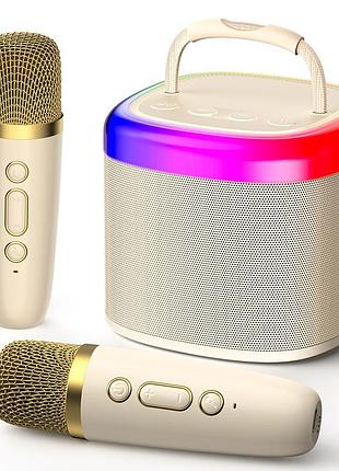 Мини-караоке-машина для детей, мини-колонка bluetooth с 2 беспроводными микрофонами для детского пения на домашней вечеринке