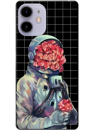 Силиконовый чехол бампер для iphone 11 с рисунком скафандр цветы