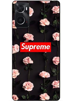 Силіконовий бампер чохол для oppo a76/a96 з малюнком суприм троянди supreme