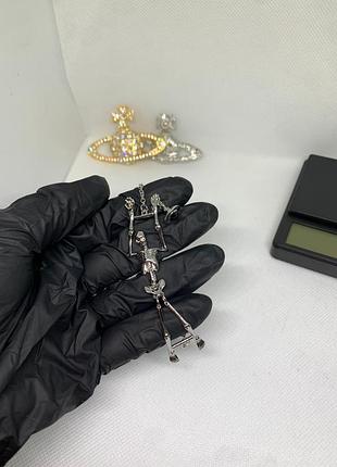 Vivienne westwood skeleton bracelet / серебряный браслет скелет (premium quality)