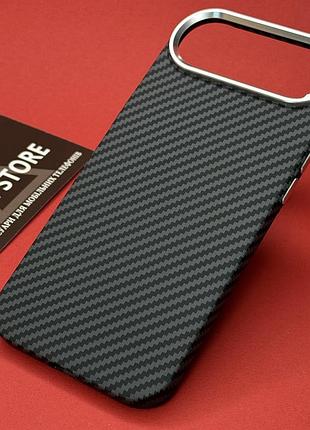 Чехол карбоновый для iphone 17 air magsafe с металлическими кнопками противоударный carbon