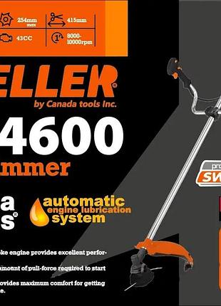 Бензиновий тример feller gt4600 43 см³ — победитовий диск 40т, диск 3 лопаті, котушка, ремінь, гарантія 12 міс