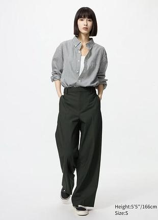 Брюки uniqlo темно-зеленi smart wide trousers