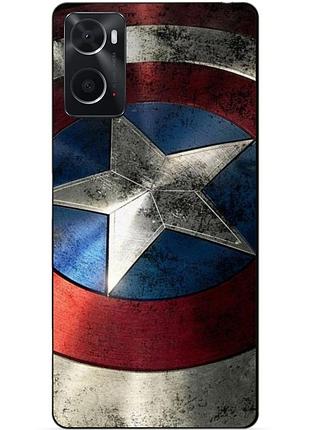 Силиконовый бампер чехол для oppo a76 / a96 с рисунком капитан америка супергерой marvel