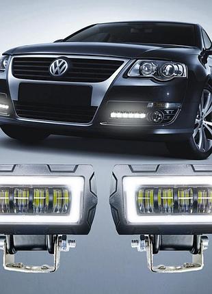 2шт! фара led прямоугольная четкая граница стг! 3d линза + габарит! 9-32v 6000к,светодиодная противотуманная
