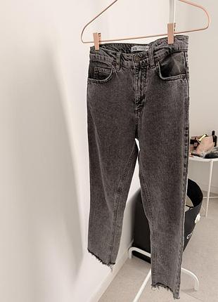 Прямі темно сірі варені джинси zara у стилі 90-х 32 xs