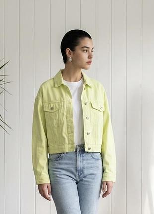 Джинсова куртка, зелена джинсова курточка oversized
