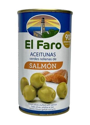 Оливки el faro зеленые фаршированные лососем salmón, 350 г