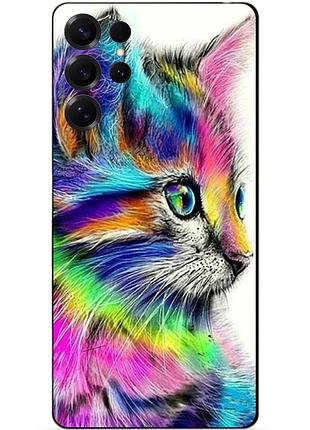 Чехол силиконовый бампер для samsung s24 ultra с рисунком акварельный кот