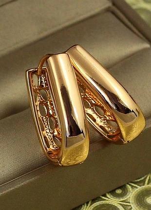 Сережки кільця хuping jewelry масив 2,6 см золотисті