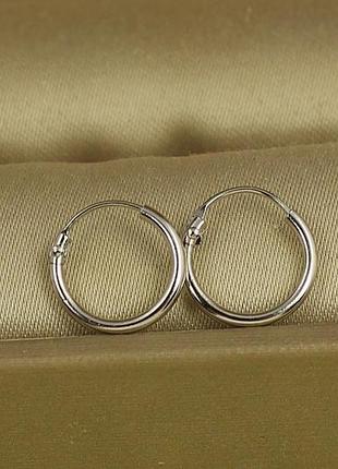 Сережки xuping jewelry тоненькі колечки 1 см сріблясті