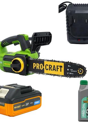 Акумуляторна ланцюгова пила procraft pka42li комплект