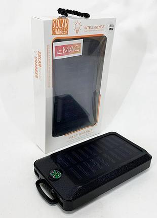 Умб power bank solar 18000 mah мобильное зарядное с солнечной панелью и лампой, power bank charger black xs-41
