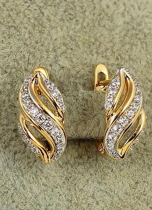 Сережки xuping jewelry лірика з родієм 1,6 см золотисті