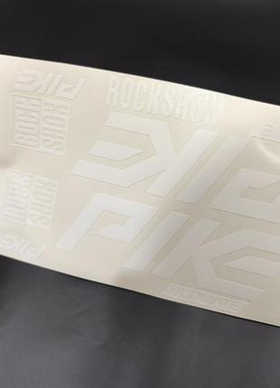Белые без фона наклейки на вилку перья рокшок рок шок rock shox велосипеда пайк pike 2018 водостойкие