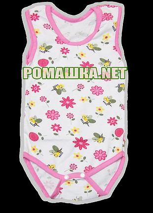 Дитячий боді-майка р. 80 тканина кулір-пинье 100% тонкий бавовна тм буба 3394 рожевий