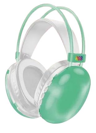 Беспроводные накладные наушники disco pulse pg580 rgb bluetooth 5.3 с микрофоном 18 часов работы мятный