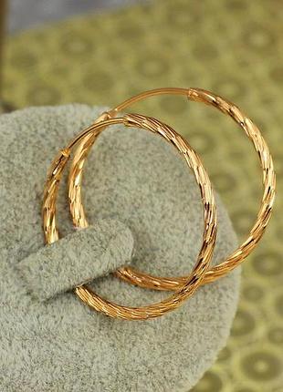 Сережки кільця xuping jewelry ялинкова гілка 3 см золотисті