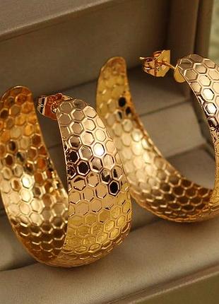 Серьги кольца хuping jewelry улик 1,7 см золотистые