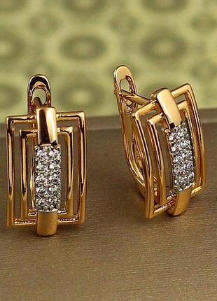 Серьги xuping jewelry эхо с родием 1,6 см золотистые