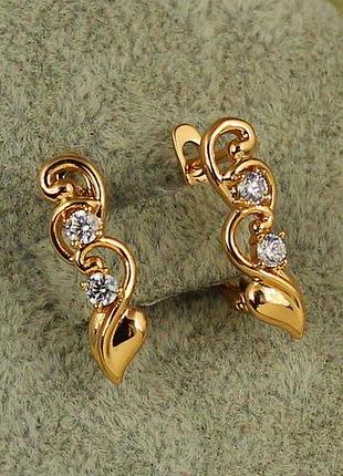 Сережки xuping jewelry пасифлора 1.8 см золотисті